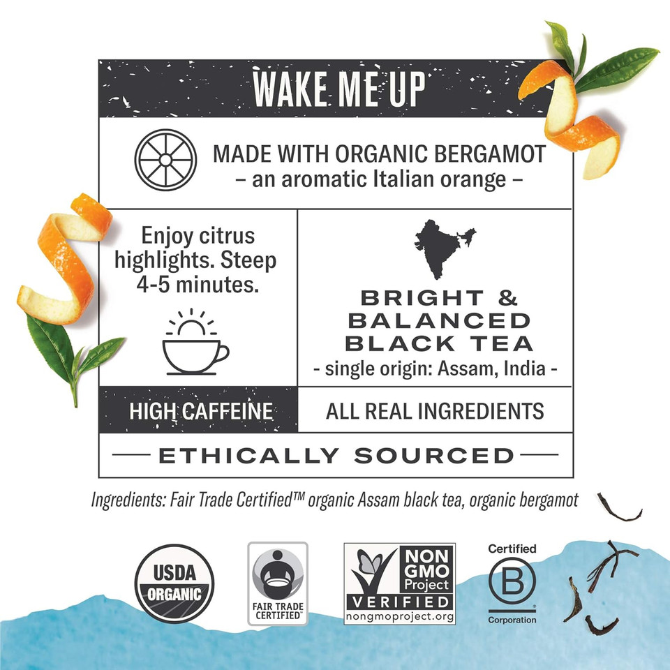Numi Organic Aged Earl Grey Tea, 100 Tea Bags, Black Tea With Bergamot Orange, Caffeinated