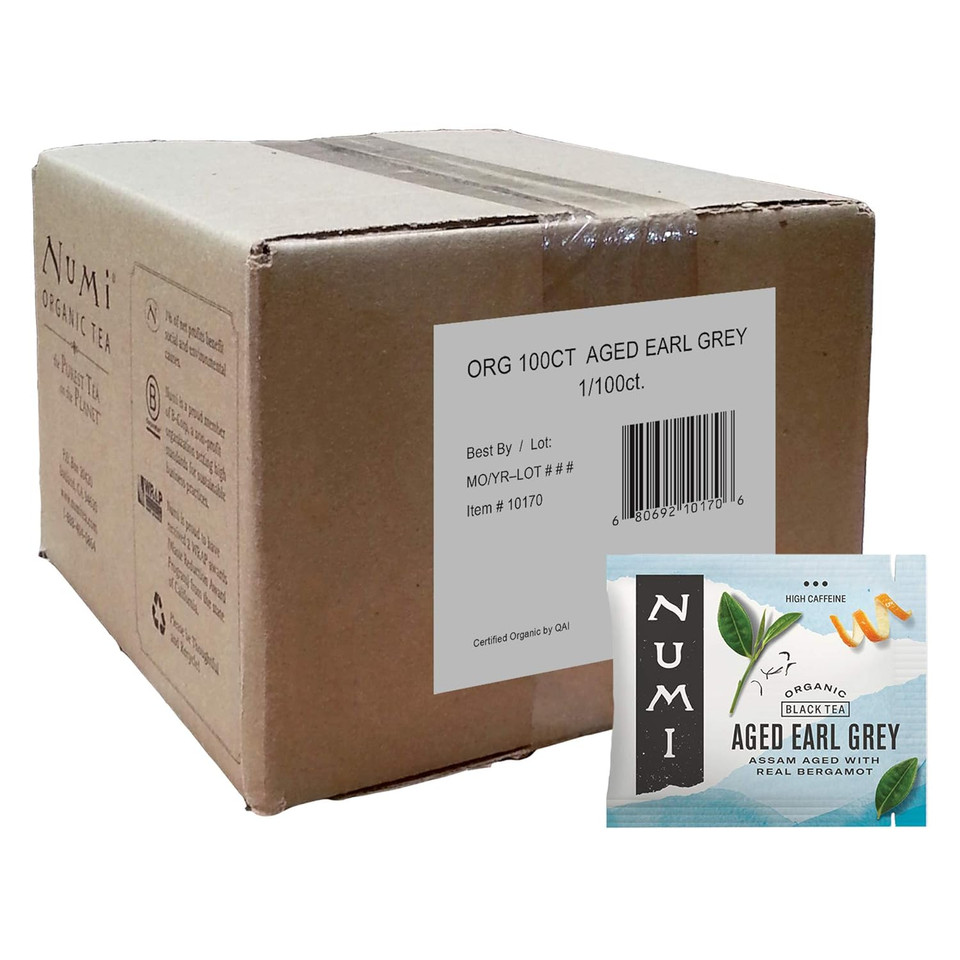 Numi Organic Aged Earl Grey Tea, 100 Tea Bags, Black Tea With Bergamot Orange, Caffeinated