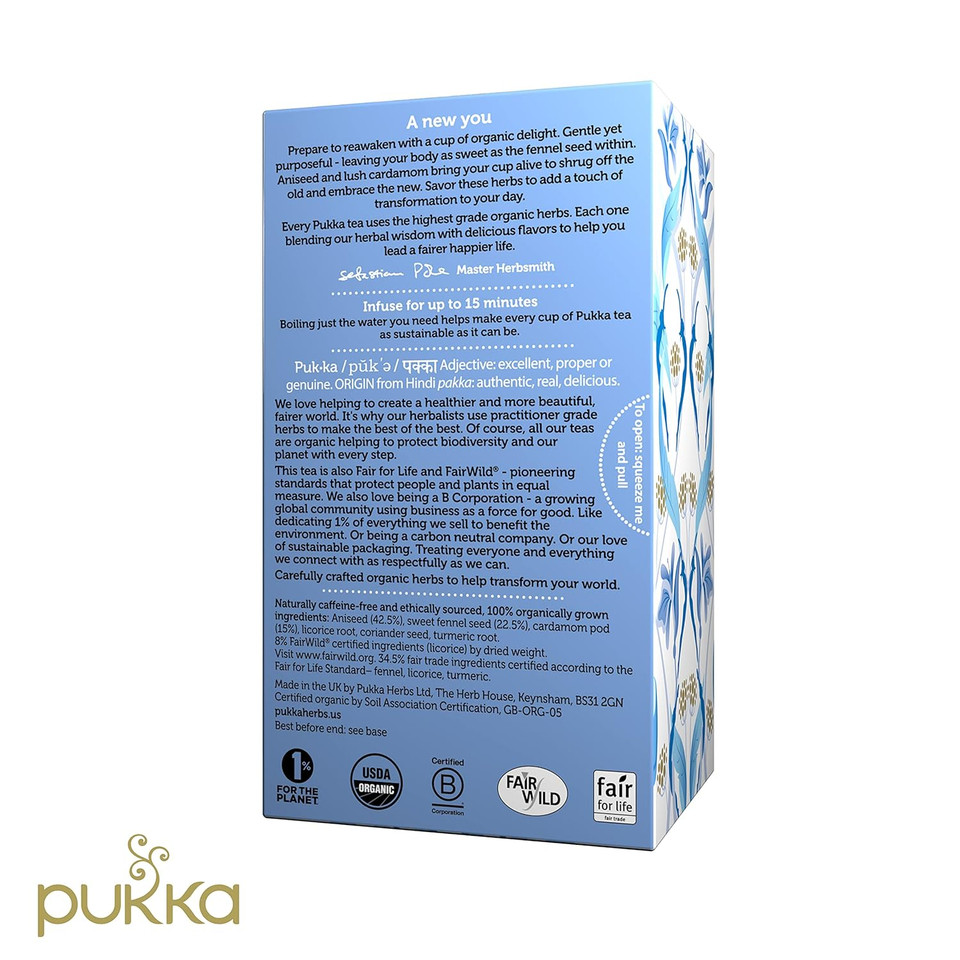 Pukka Organic Detox Tea, Aniseed, Fennel And Cardamom, Perfect For Inner Reset, Pack Of 3 (60 Tea Bags)