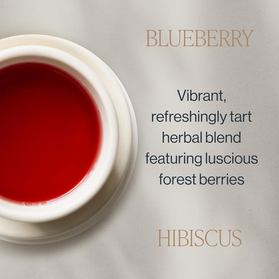 Rishi Tea Blueberry Hibiscus Herbal Tea - Usda Organic, Direct Trade Sachet Tea Bags, Antioxidants, Caffeine Free, Sweet, Tangy - 15 Count (Pack Of 1)