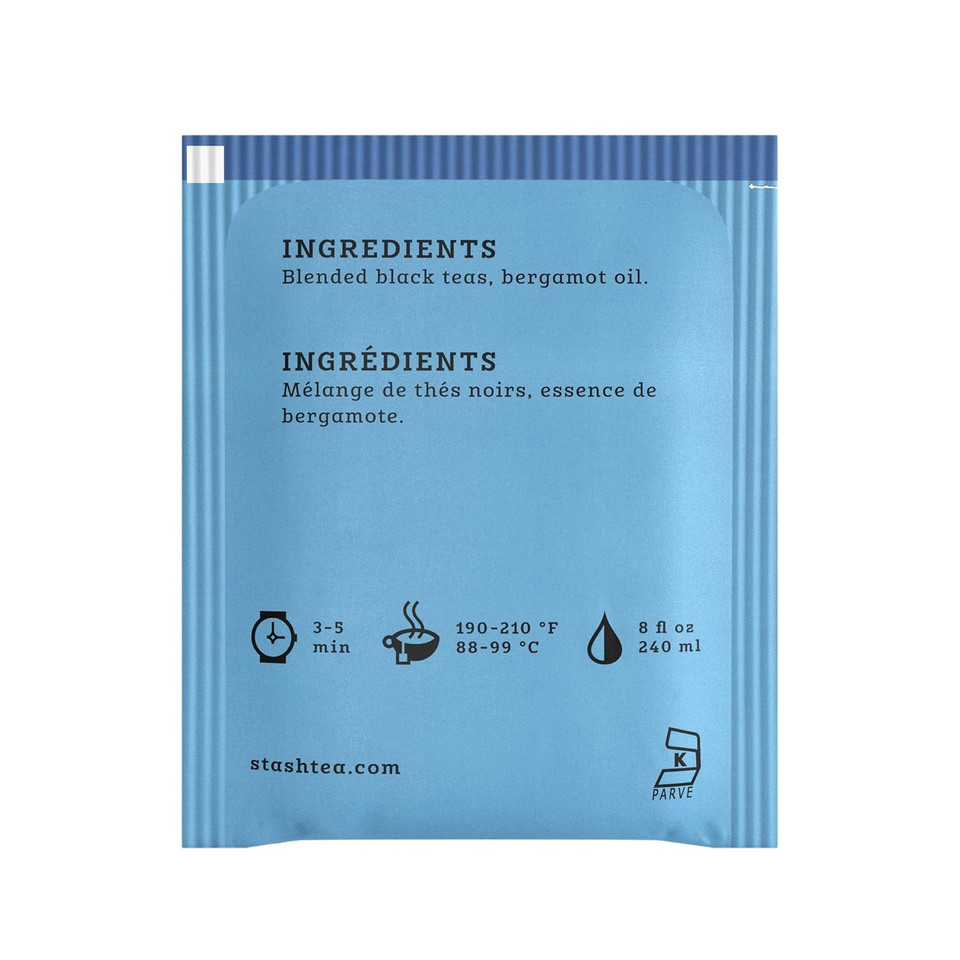 Stash Tea Double Bergamot Earl Grey Black Tea - Caffeinated, Non-Gmo Project Verified Premium Tea With No Artificial Ingredients, 18 Count (Pack Of 6) - 108 Bags Total
