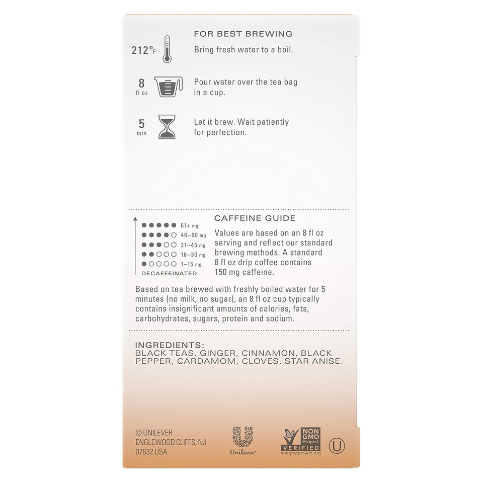 Tazo Tea Bags, Black Chai Tea, Classic, 20 Count (Pack Of 6)