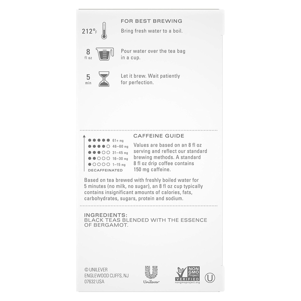 Tazo Tea Bags, Earl Grey, High Caffeine And Bold Flavor, 20 Tea Bags (Pack Of 6)