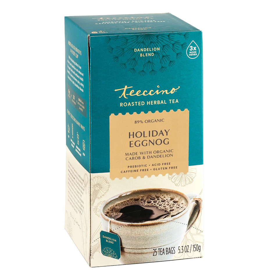 Teeccino Eggnog Herbal Tea - Holiday Dessert Tea Thatã¢ÂS Creamy & Sweet, Prebiotic And Caffeine Free, 25 Tea Bags