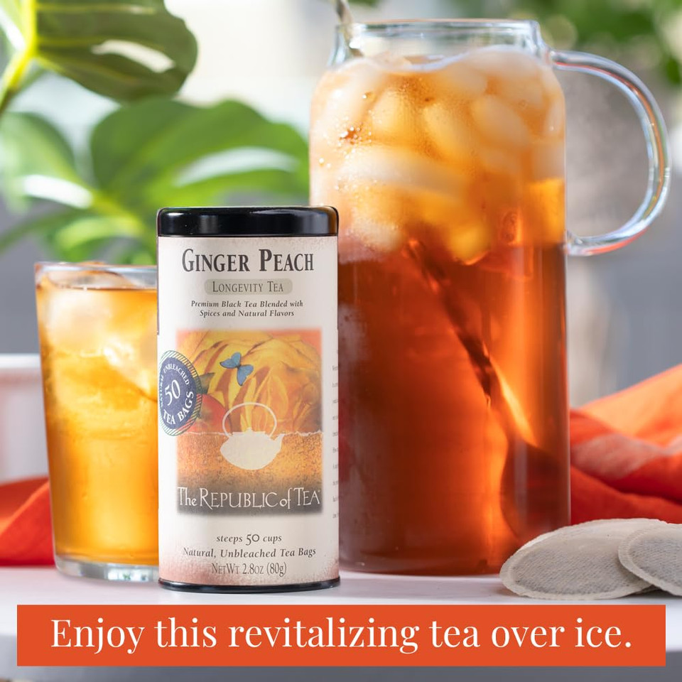 The Republic Of Tea Ginger Peach Black Tea, Caffeinated, 50 Count