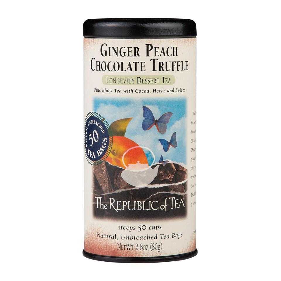 The Republic Of Tea Ginger Peach Chocolate Truffle Black Tea Bags