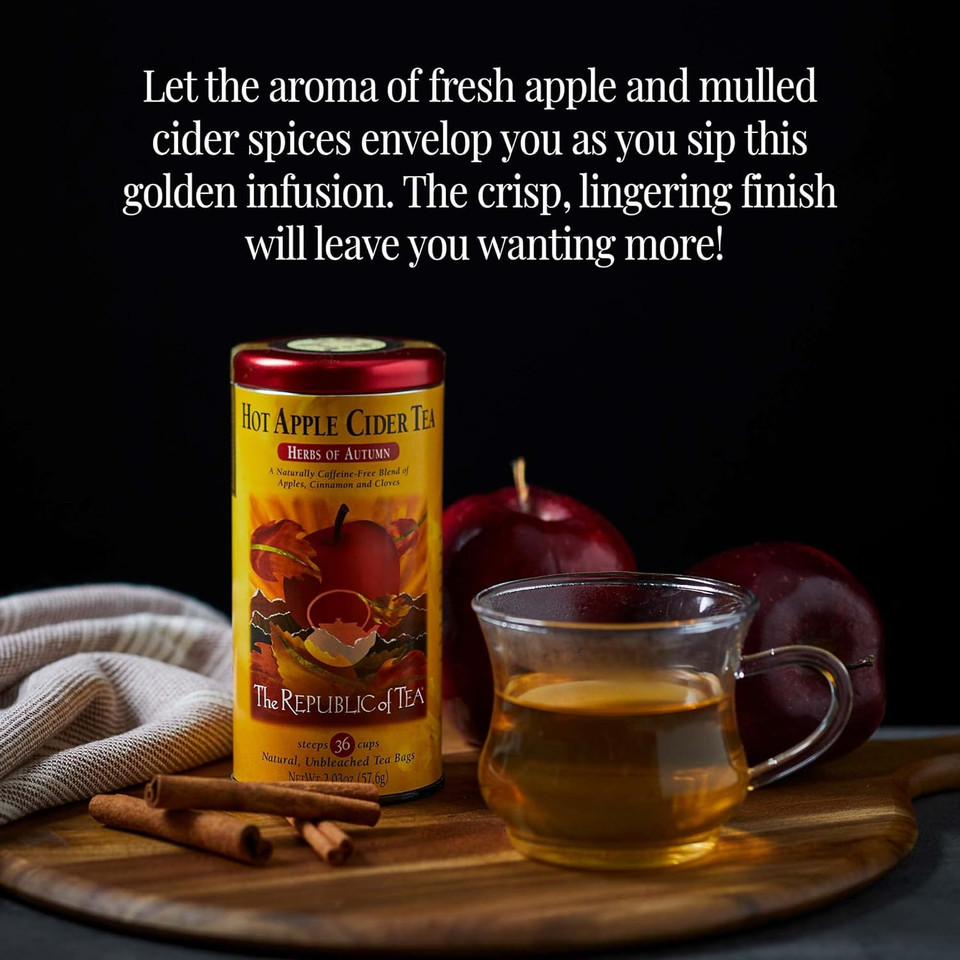 The Republic Of Tea Hot Apple Cider Seasonal Herbal Tea, 36 Tea Bag Refill