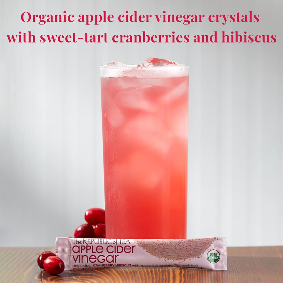 The Republic Of Tea Organic Cranberry Hibiscus Apple Cider Vinegar Singles Sips, 14 Packets