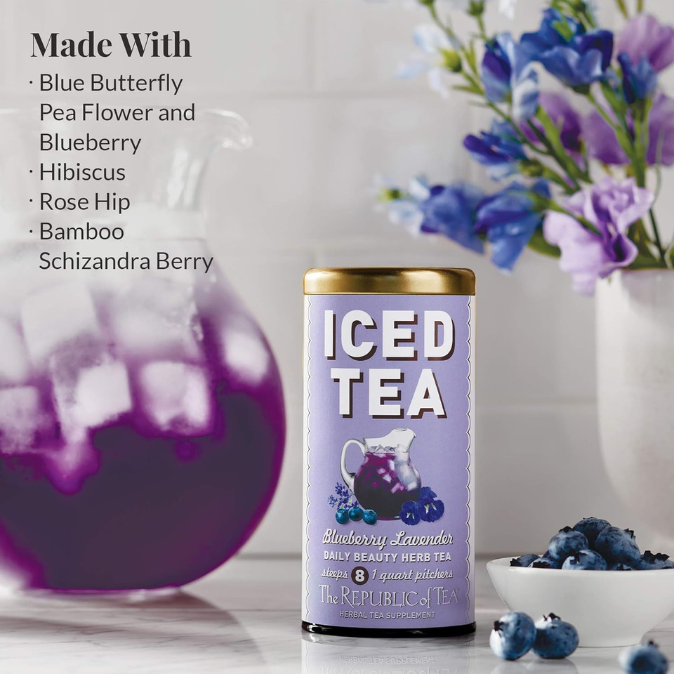 The Republic Of Tea Beautifying Botanicalsã¢Â® Beauty Blueberry Lavender Herbal Iced Tea Bags (8 Count)