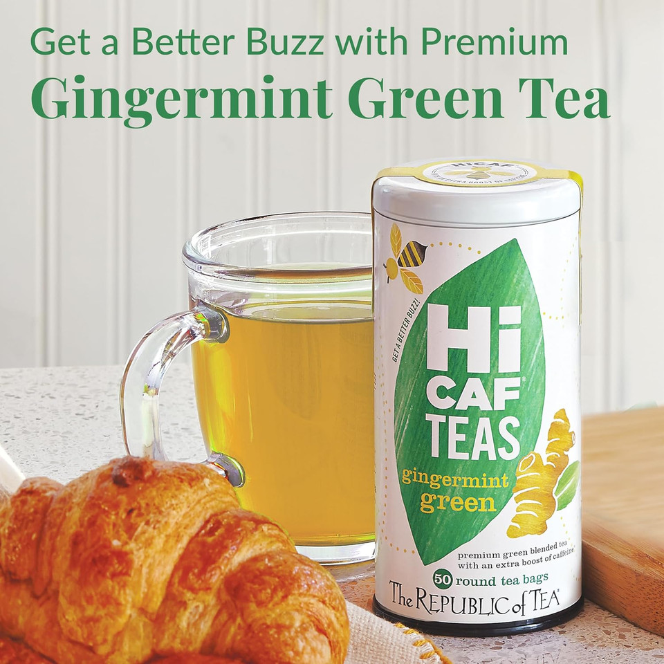 The Republic Of Tea  Hicaf Gingermint Green Tea, 50 Tea Bags, High In Caffeine