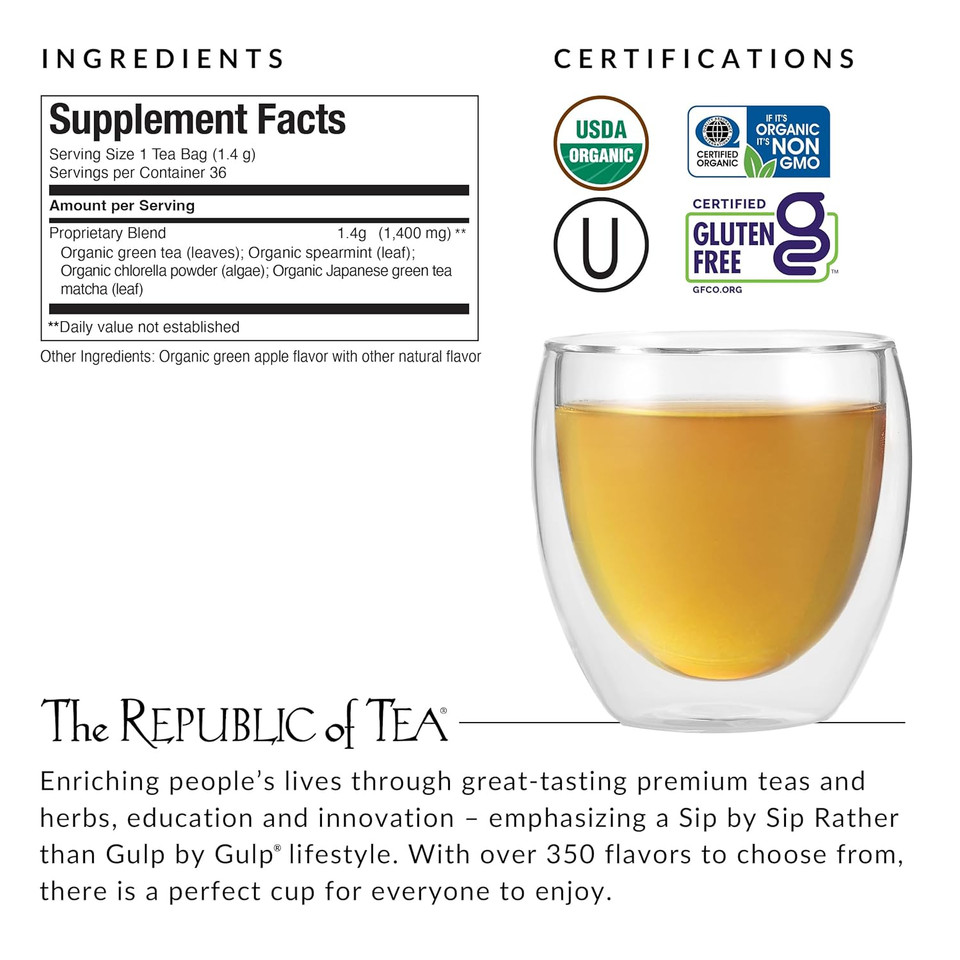 Republic Of Tea, Tea Detox Green Organic, 36 Count