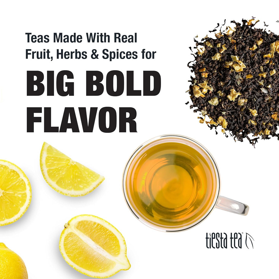 Tiesta Tea - Lemon Black Tea | Lemon Citrus Black Tea | Premium Loose Leaf Tea Blends | High Caffeinated Black Tea | Make Hot Or Iced Tea | Brews Up To 50 Cups - 5 Ounce Refillable Tin