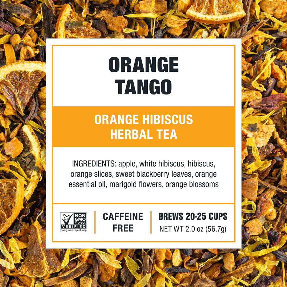 Tiesta Tea - Orange Tango | Orange Hibiscus Herbal Tea | Premium Loose Leaf Tea Blend | Non-Caffeinated Fruit Tea | Make Hot Or Iced & Up To 25 Cups | Made W/Natural Ingredients, 2Oz Resealable Pouch