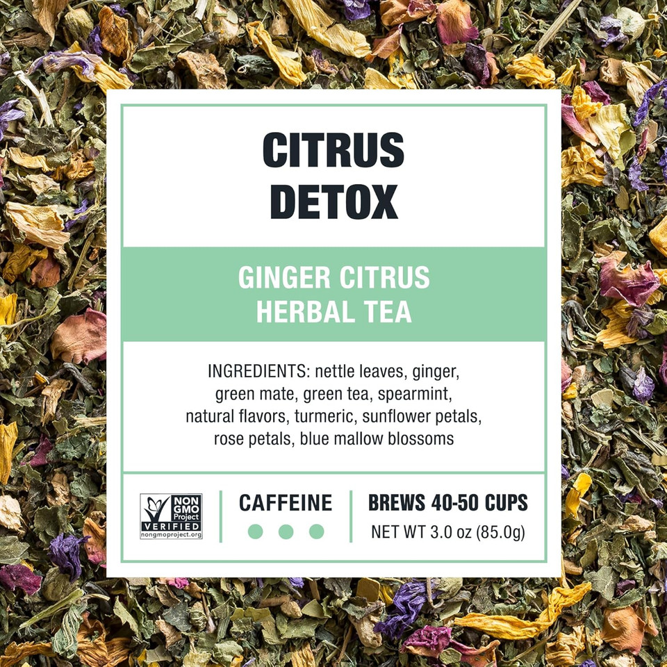 Tiesta Tea - Ginger Citrus Herbal Tea | Premium Loose Leaf Tea Blend | High Caffeinated Tea | Make Hot Or Iced Tea & Brews Up To 50 Cups | Made W/ Natural Ingredients - 3 Ounce Refillable Tin