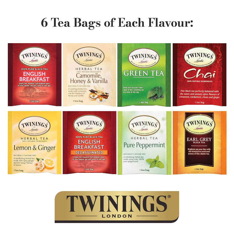 Twinings Tea Classics Collection Gift Box Sampler, 48 Tea Bags (Pack Of 1), Enjoy Hot Or Iced | Includes Black, Herbal, Green, & Chai Teas