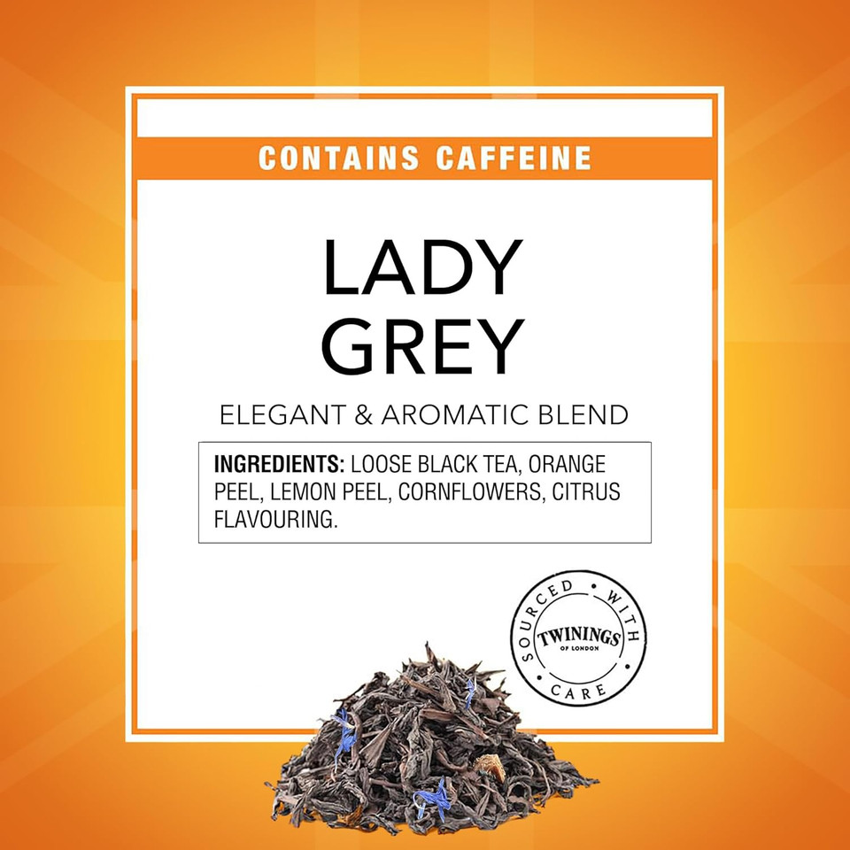 Twinings Lady Grey Loose Black Tea, 3.5 Ounce Tins (Pack Of 6), Lemon & Orange Peel, Caffeinated, Enjoy Hot Or Iced