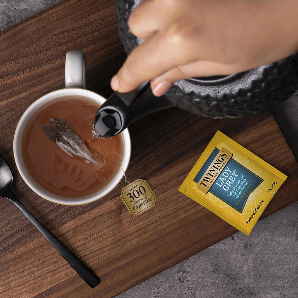 Twinings Lady Grey Black Tea Individually Wrapped Bags, 100 Count (Pack Of 1), Orange & Lemon Peel With A Hint Of Bergamot, Fresh And Uplifting, Caffeinated, Enjoy Hot Or Iced | Packaging May Vary