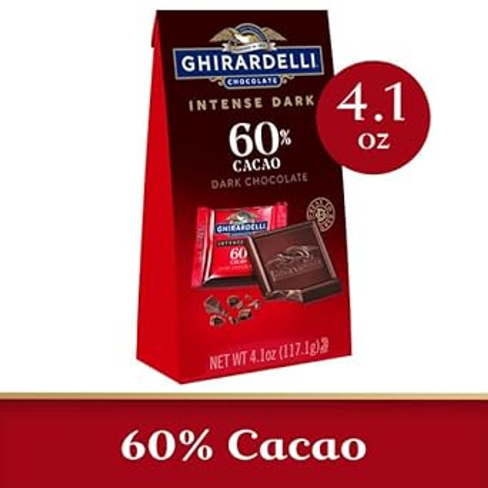 Ghirardelli 60% Cacao Dark Chocolate Intense Dark Medium Bag, 4.1 Oz Pack Of Two