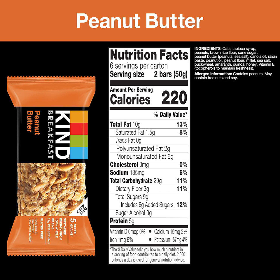 Kind Breakfast Bars, Variety Pack, Honey Oat, Almond Butter, Peanut Butter, Healthy Snacks, Gluten Free, 18 Count Kind Breakfast Bars, Variety Pack, Honey Oat, Almond Butter, Peanut Butter, Healthy Snacks, Gluten Free, 18 Count