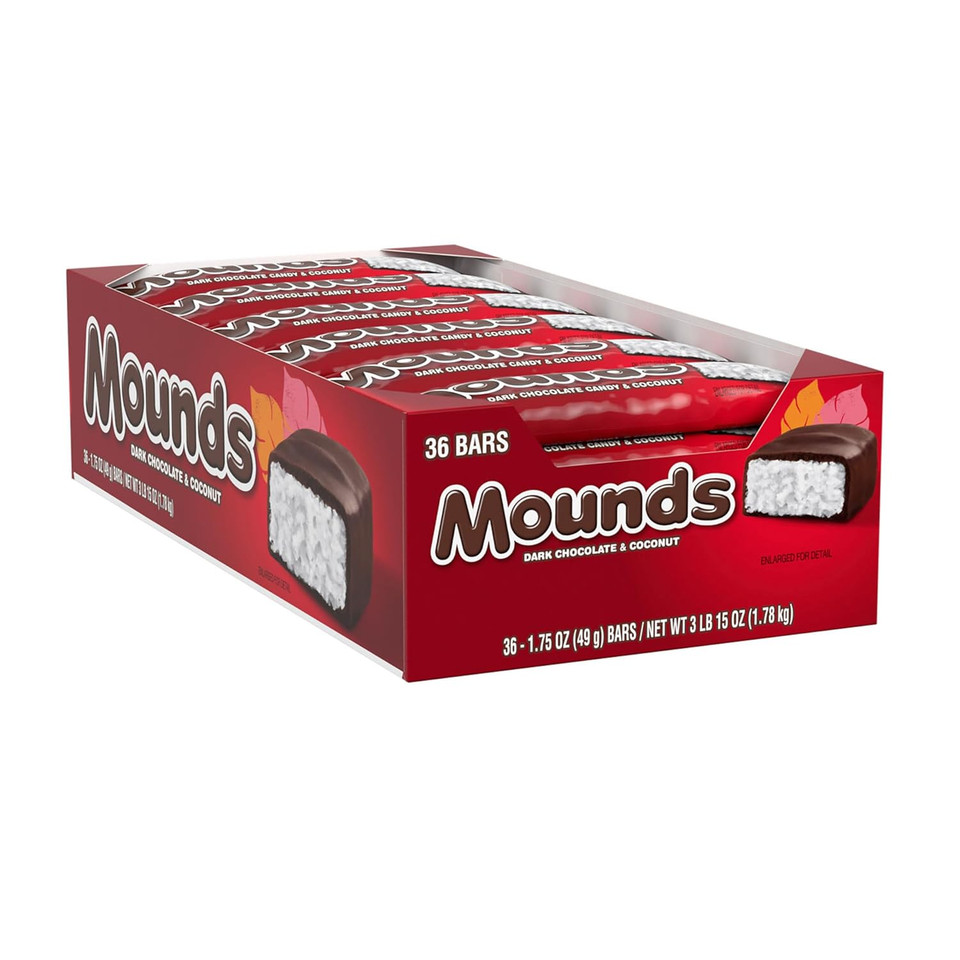 Mounds Dark Chocolate And Coconut Candy Bars, 1.75 Oz (36 Count)