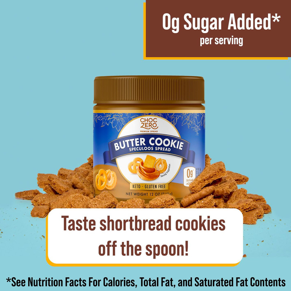 Choczero Keto Cookie Butter Spread - No Sugar Added, Gluten Free, Low Carb Speculoos, Biscuit, Keto Friendly, Nut Butter Alternative, Dessert Hummus, Naturally Sweetened With Monk Fruit (1 Jar, 12 Oz)