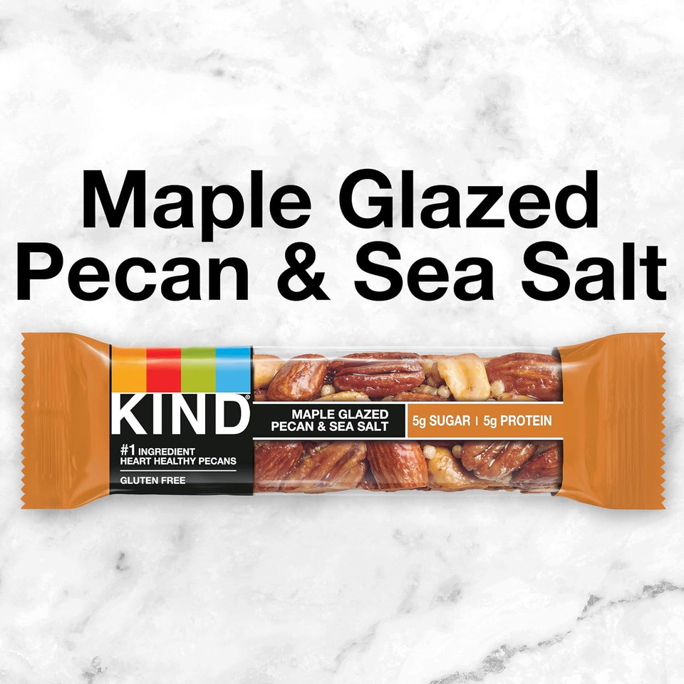 Kind Bars, Maple Glazed Pecan & Sea Salt, Healthy Snacks, Gluten Free, Low Sugar, 12 Count Kind Bars, Maple Glazed Pecan & Sea Salt, Healthy Snacks, Gluten Free, Low Sugar, 12 Count