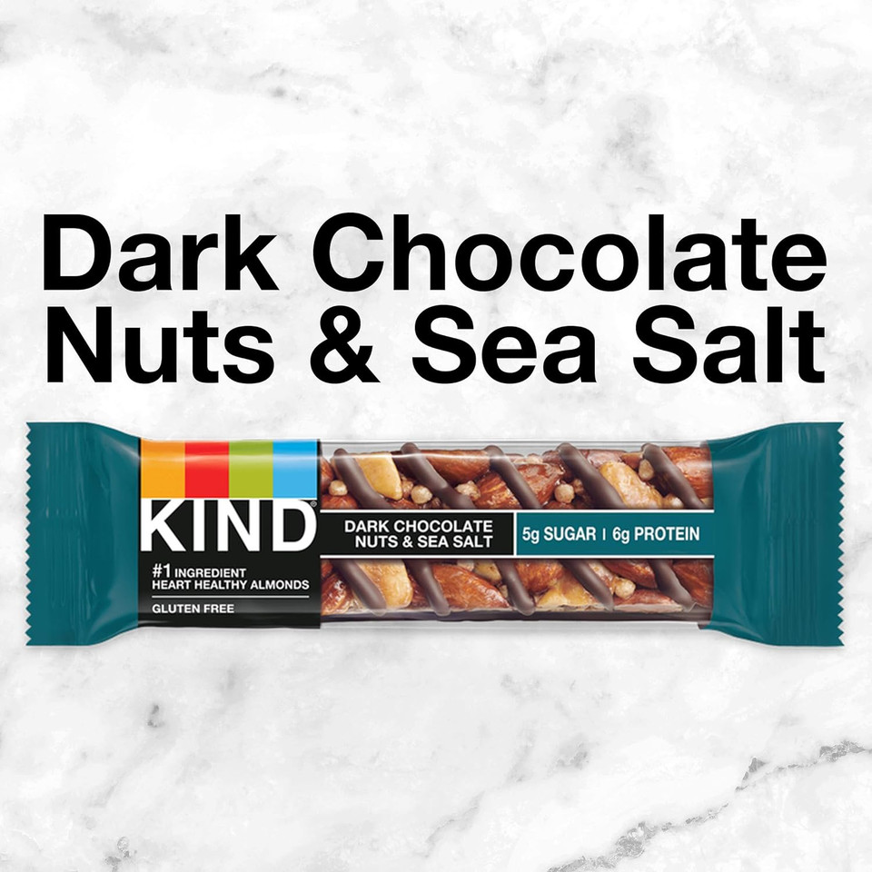 Kind Nut Bars, Dark Chocolate Nuts And Sea Salt, 1.4 Ounce, 60 Count, Gluten Free, 5G Sugar, 6G Protein