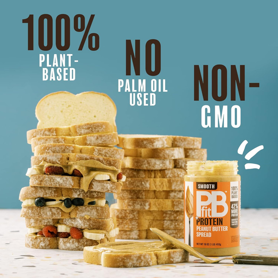 Pbfit Peanut Butter: 10G Plant Based Protein Per Serving - Keto And Vegan Nut Butter - No Palm Oil, Clean & Natural Ingredients - No Artificial Sweeteners Or Preservatives - 16Oz