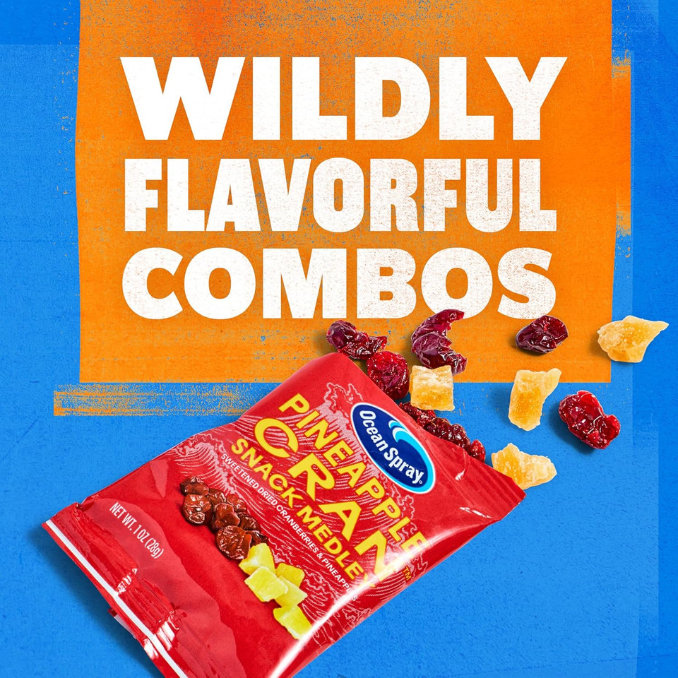 Ocean Sprayã¢Â® Pineapple Cranã¢Â Snack Medley, Cranberry And Pineapple Dried Fruit Snack, 1 Oz Pouches, 5 Count