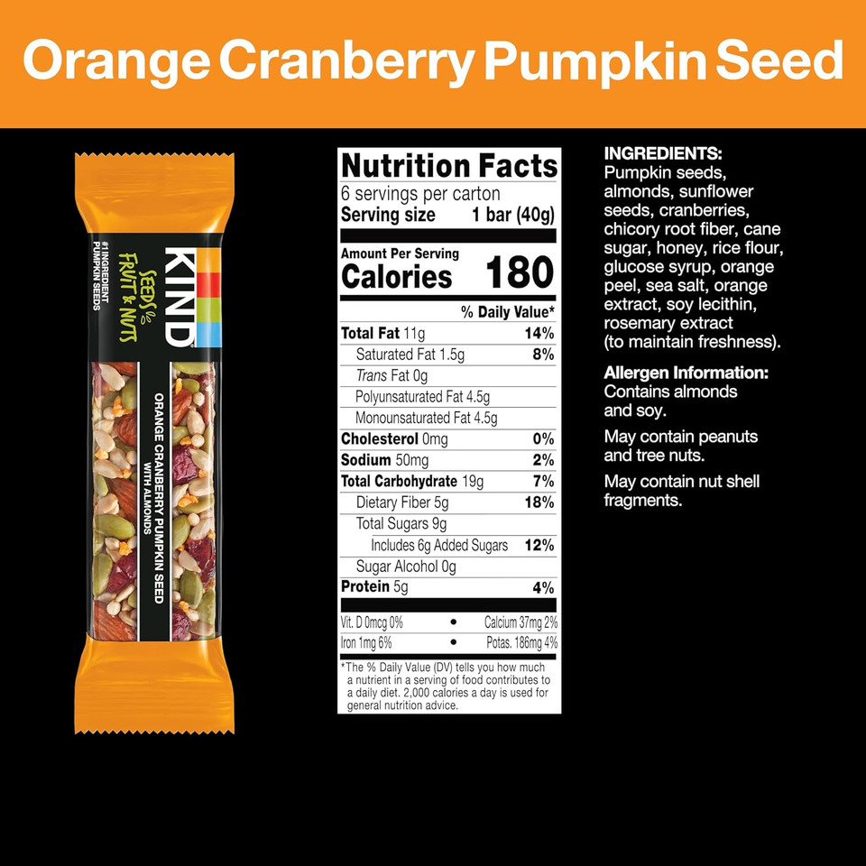 Kindã¢Â® Bars Seeds, Fruit And Nuts 18Ct Variety Pack (Strawberry, Dark Chocolate Raspberry And Orange Cranberry), Good Source Of Fiber, Gluten Free Snack Bars