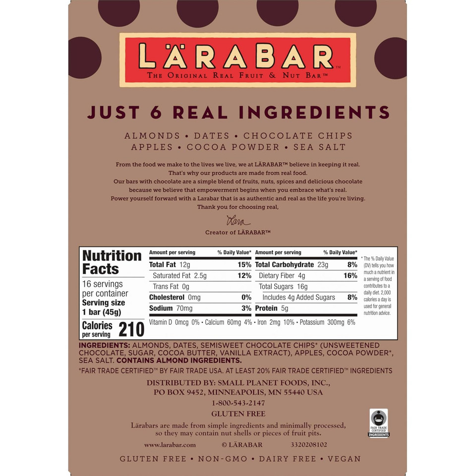 Larabar Coconut Cream Pie, Gluten Free Vegan Fruit & Nut Bar, 16 Ct