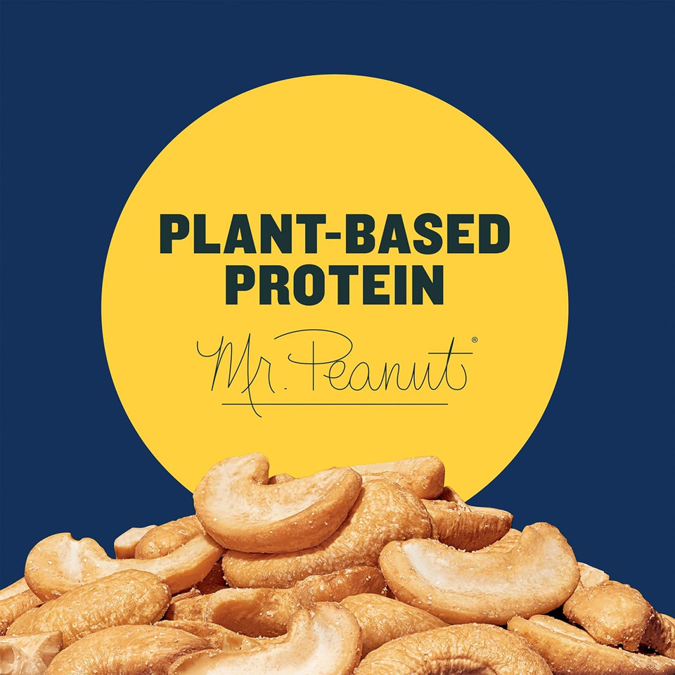 Planters Salted Cashew Halves & Pieces, Party Snacks, Plant-Based Protein, Quick Snack For Adults, After School Snack, Roasted Cashews, Flavored With Sea Salt, Bulk Nuts, Kosher, 26Oz Canister