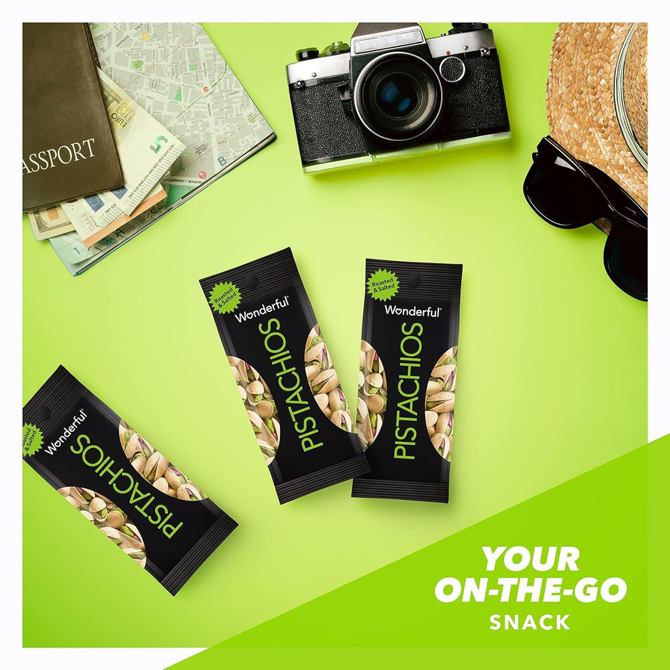 Wonderful Pistachios In Shell, Roasted And Salted Nuts, 1.5 Ounce Bag (Pack Of 24), Protein Snack, On-The-Go, Individually Wrapped Healthy Snack