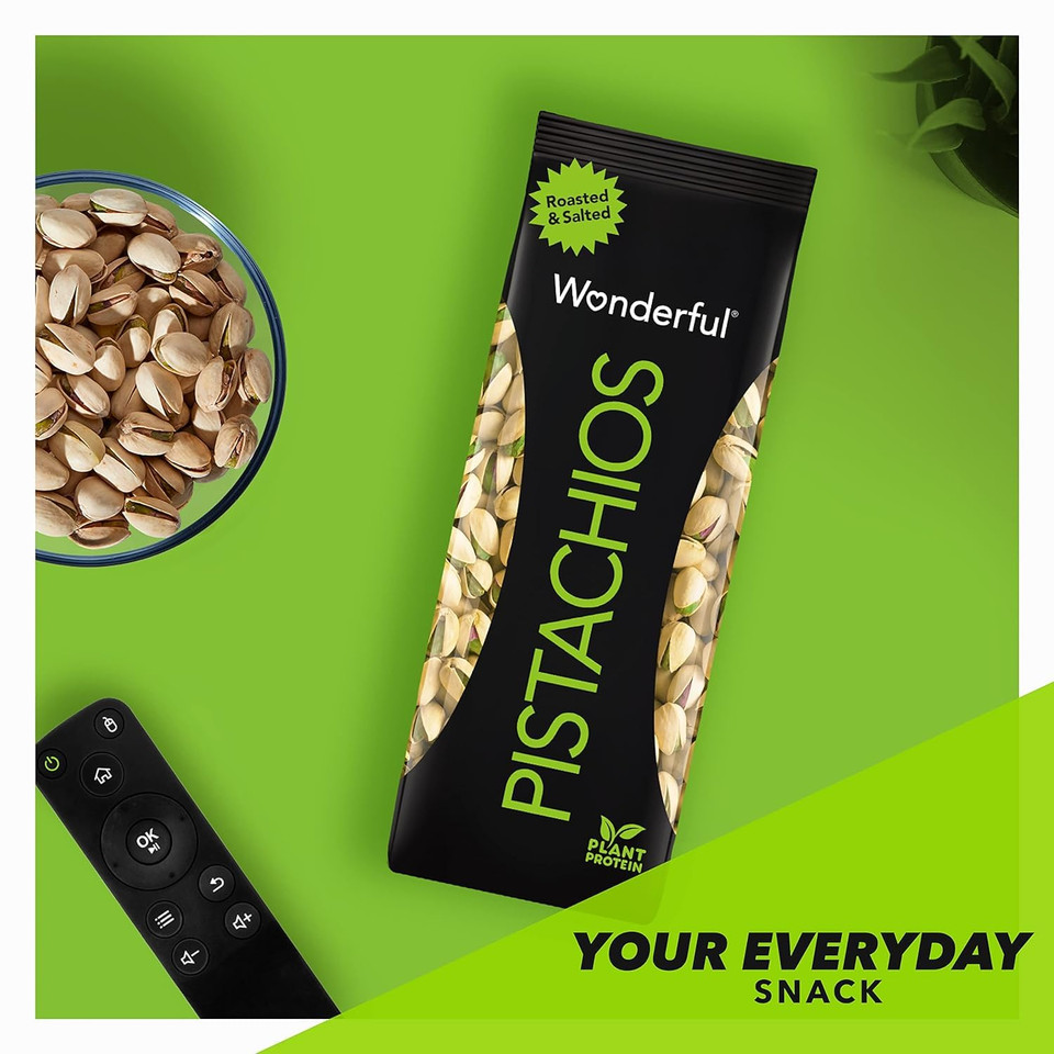 Wonderful Pistachios In Shell, Roasted And Salted Nuts, 8 Ounce Bag, Healthy Snack, Protein Snack, Pantry Staple