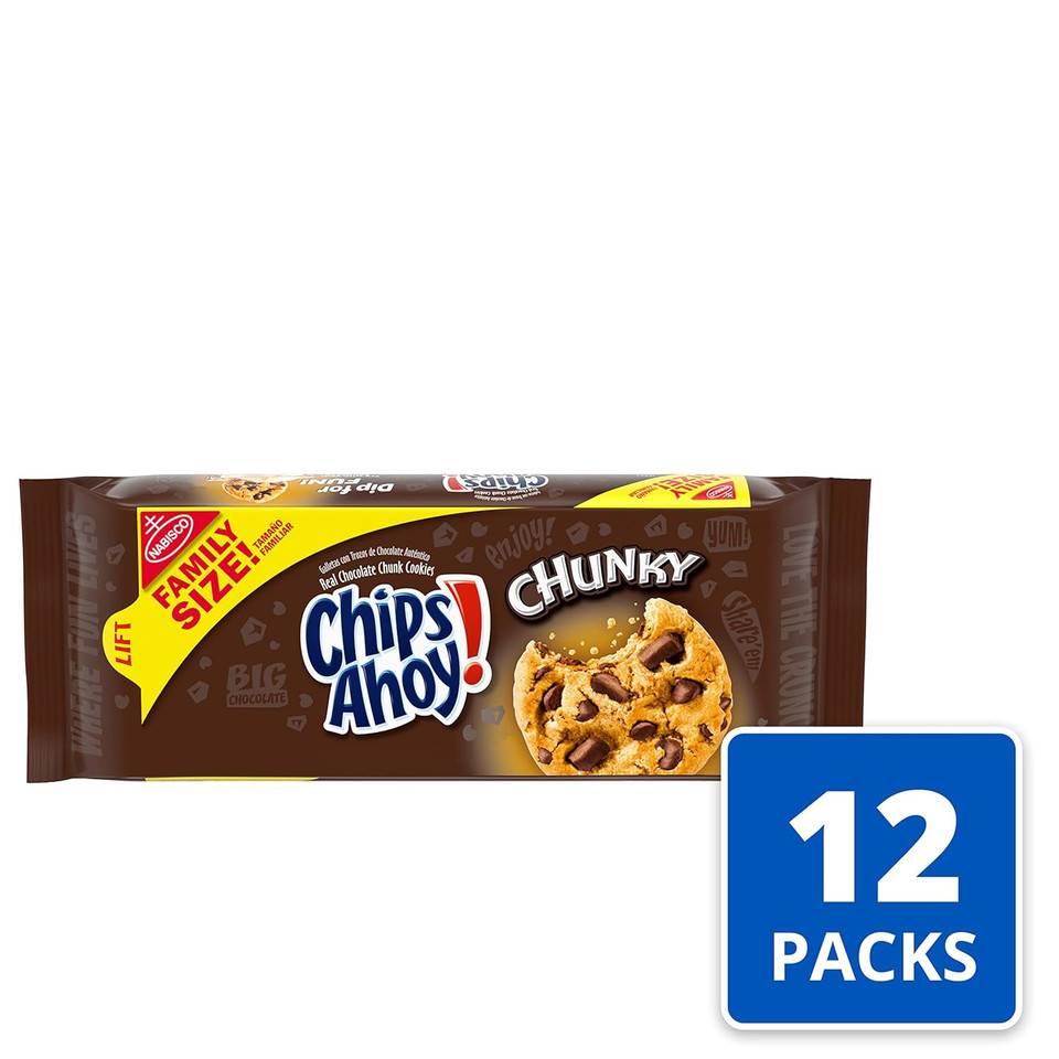 Chips Ahoy! Chunky Chocolate Chip Cookies, 12 - 18 Oz Packs