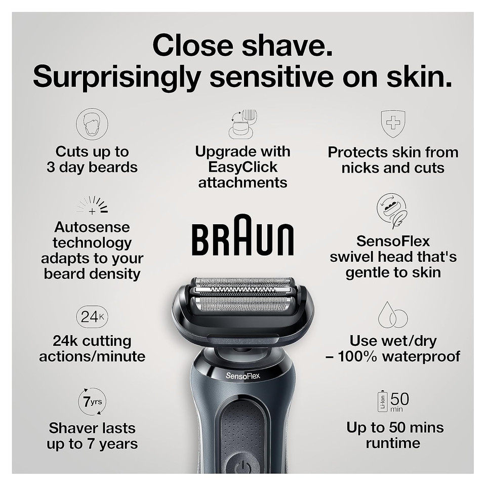 Braun Series 6 6046Cs Electric Razor For Men, Wet & Dry, Electric Razor, Rechargeable, Cordless Foil Shaver With Charging Stand, Travel Case And Precision Trimmer, Black