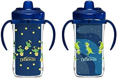 Dr. Brown'S Milestones Hard Spout Insulated Sippy Cup With Handles, Blue, 10 Oz, 2 Pack, 12M+