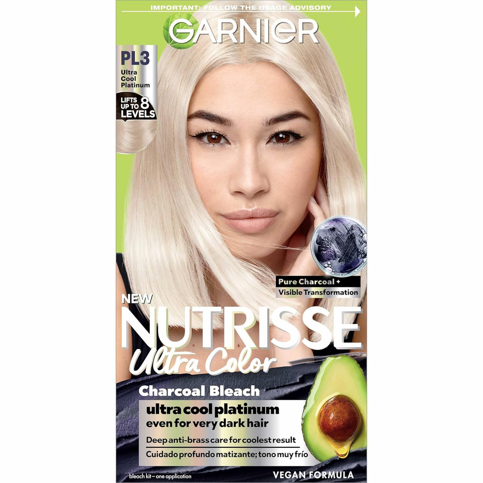 Garnier Hair Color Nutrisse Ultra Color Nourishing Crã£Â¨Me, Pl3 Charcoal Bleach (Cool Platinum), Permanent Hair Dye, 1 Count (Packaging May Vary)