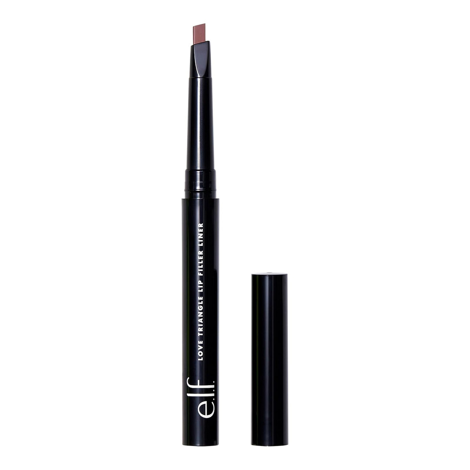 E.L.F. Love Triangle Lip Filler Liner, 2-In-1 Lipliner Pencil For Sculpting & Filling, Long-Lasting Intense Color, Vegan & Cruelty-Free, Deep Brown