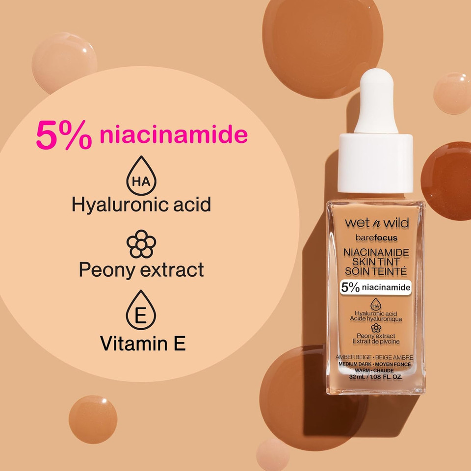 Wet N Wild Bare Focus Skin Tint, 5% Niacinamide Enriched,Buildable Sheer Lightweight Coverage, Natural Radiant Finish, Hyaluronic & Vitamin Hydration Boost, Cruelty-Free & Vegan - Light Wet N Wild Bare Focus Skin Tint, 5% Niacinamide Enriched,Buildable Sheer Lightweight Coverage, Natural Radiant Finish, Hyaluronic & Vitamin Hydration Boost, Cruelty-Free & Vegan - Light