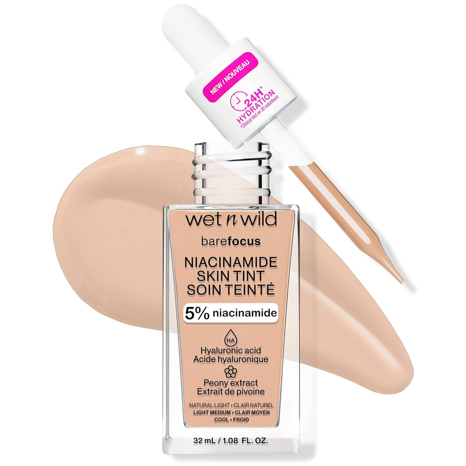 Wet N Wild Bare Focus Skin Tint, 5% Niacinamide Enriched,Buildable Sheer Lightweight Coverage, Natural Radiant Finish, Hyaluronic & Vitamin Hydration Boost, Cruelty-Free & Vegan - Light Wet N Wild Bare Focus Skin Tint, 5% Niacinamide Enriched,Buildable Sheer Lightweight Coverage, Natural Radiant Finish, Hyaluronic & Vitamin Hydration Boost, Cruelty-Free & Vegan - Light