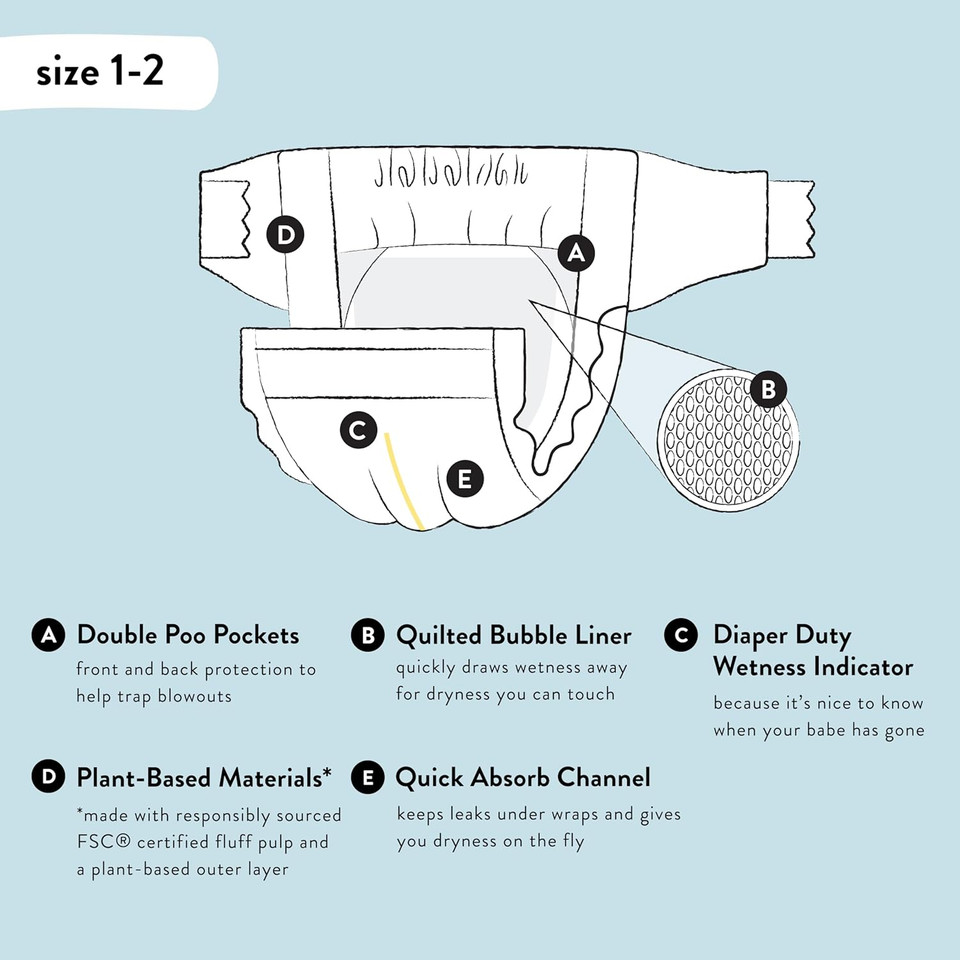 The Honest Company Clean Conscious Diapers | Plant-Based, Sustainable | Pandas + Barnyard Babies | Super Club Box, Size 2 (12-18 Lbs), 124 Count