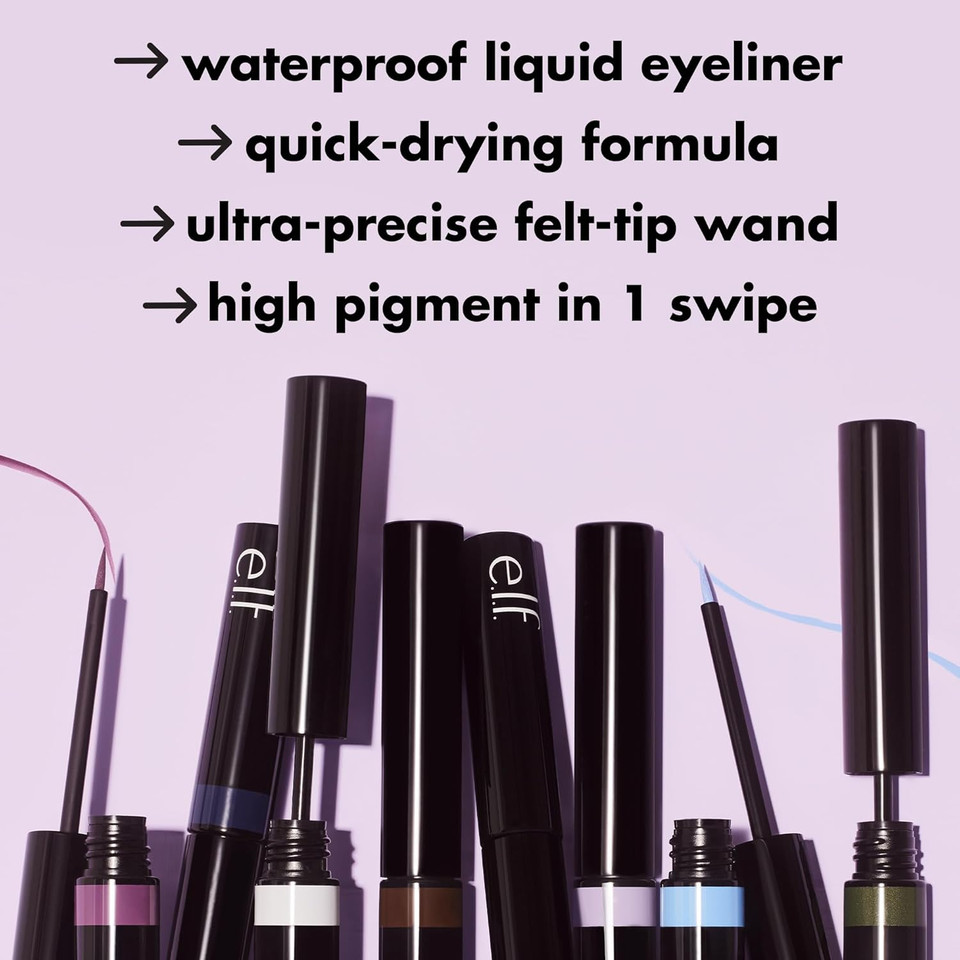 E.L.F. H2O Proof Inkwell Eyeliner Pen, High-Pigment, Waterproof Liquid Eyeliner, Delivers A Matte Finish, Vegan & Cruelty-Free, Bluebird