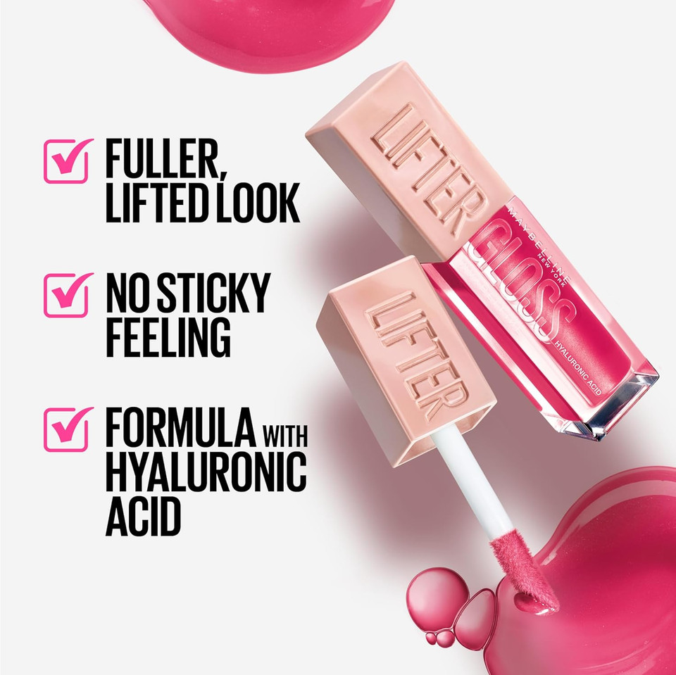 Maybelline New York Lifter Gloss Hydrating Lip Gloss With Hyaluronic Acid, Sweetheart, Sheer Red, 1 Count