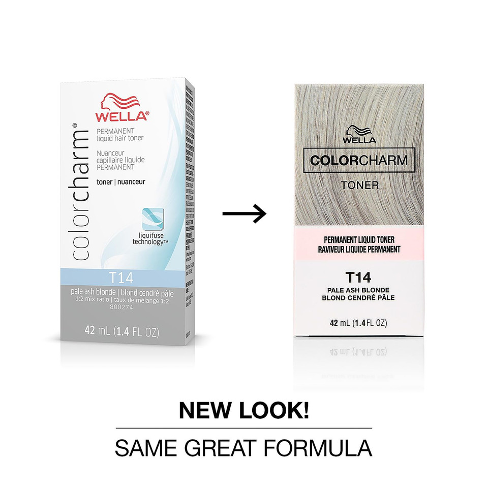 Colorcharm Permanent Liquid Toners| Neutralize Brass| Free Of Parabens| Vegan| T14 Pale Ash Blonde| 1.4 Fl Oz