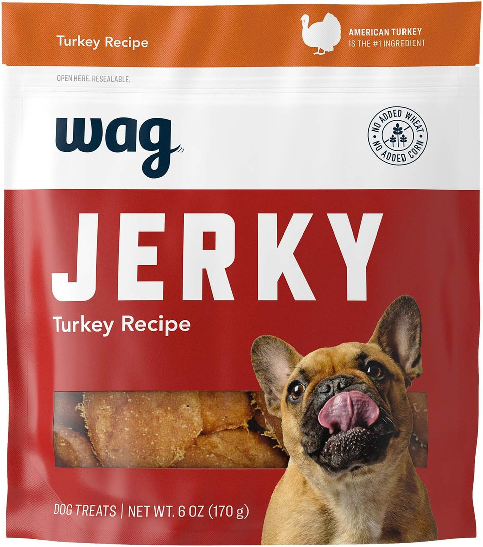 Amazon Brand - Wag Soft & Tender American Jerky Dog Treats  Turkey Recipe (6 Oz)