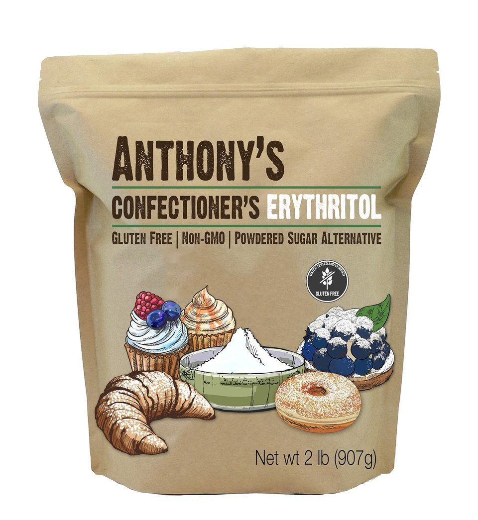 Anthony'S Confectioner'S Erythritol Powder, 2 Lb, Non Gmo, Sweetener, Zero Calorie, Keto & Paleo Friendly Anthony'S Confectioner'S Erythritol Powder, 2 Lb, Non Gmo, Sweetener, Zero Calorie, Keto & Paleo Friendly
