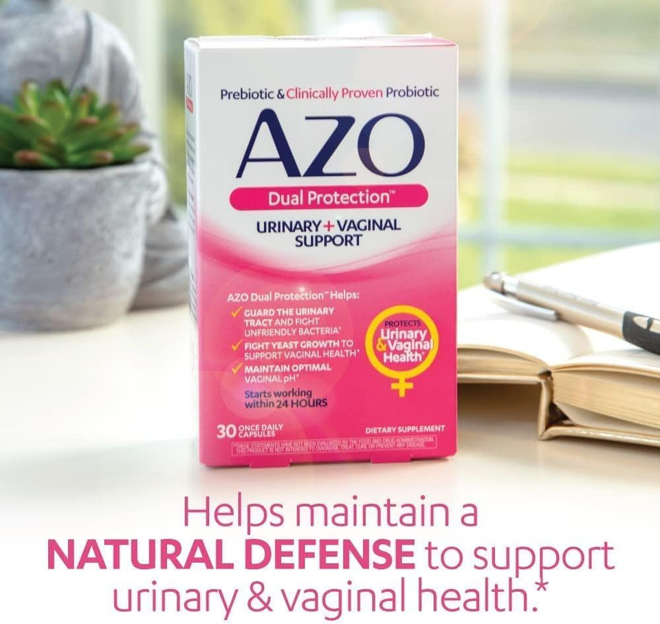 Azo Urinary Pain Relief Maximum Strength (24 Count) Fast Relief Of Uti Pain, Burning & Urgency + Dual Protection (30 Count) Urinary + Vaginal Support*, Prebiotic + Clinically Proven Women'S Probiotic