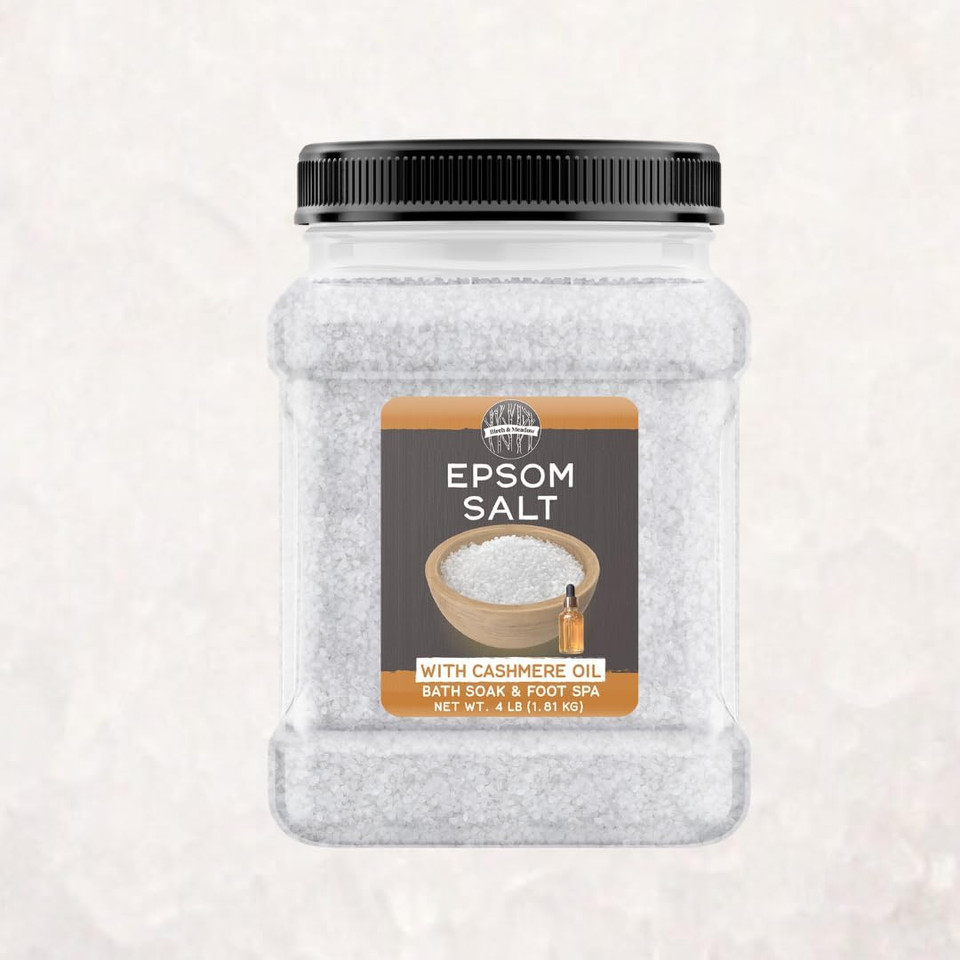 Birch & Meadow Epsom Salt With Cashmere Oil, 4 Lb, Magnesium Sulfate, Bath Soak, Calming & Relaxing