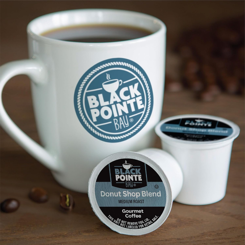Black Pointe Bay Coffee Donut Shop Blend, Medium Roast, 80 Count, Single Serve Coffee Pods For Keurig K-Cup Brewers